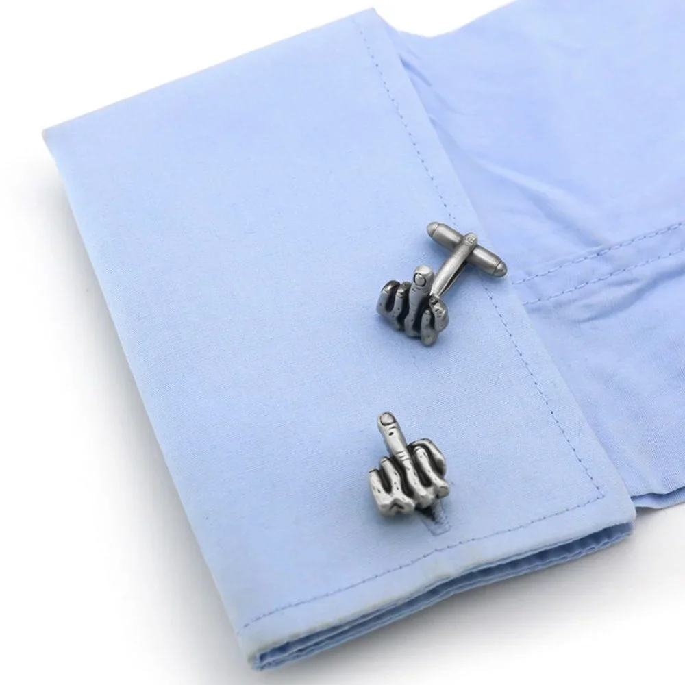 Iconic Johnny Cash flipping the Bird Gun Metal finish Cufflinks NEW